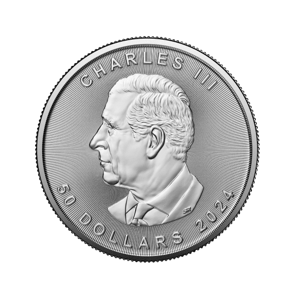 2024 1 oz Canadian Platinum Maple Leaf reverse