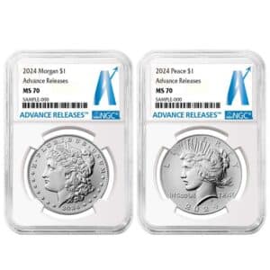 2024 Morgan and Peace Silver Dollar Set NGC MS70 | Advance Releases Label