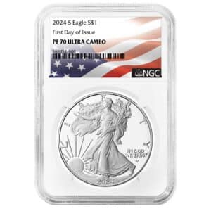 2024-S Proof American Silver Eagle NGC PF70UC First Day Flag Label