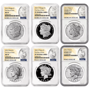 Morgan and Peace silver dollar set