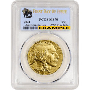 2024 1 oz Gold Buffalo MS70 PCGS Buffalo Label | First Day of Issue