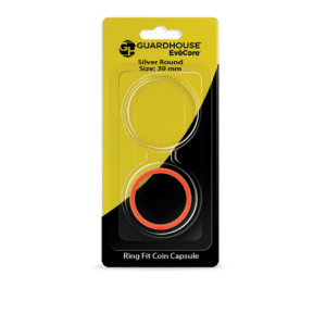 39mm Silver Round Coin Capsule Red