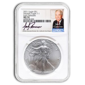 2021 American Silver Eagle Type 1 NGC MS70 Early Releases | Jon Cameron Signature