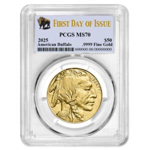 2025 1 oz Gold Buffalo MS70 PCGS Buffalo Label | First Day of Issue