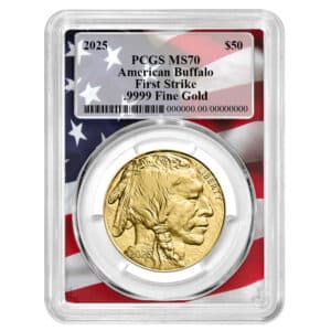 2025 1 oz Gold Buffalo MS70 PCGS Flag Frame | First Strike