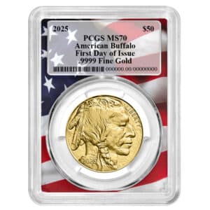2025 1 oz Gold Buffalo MS70 PCGS Flag Frame | First Day Issue