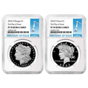 2024 Morgan and Peace Silver Dollar Set NGC PF70 | First Day Issue Label