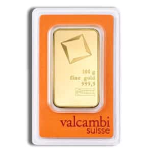 100 gram Gold Bar - Valcambi (Carded)