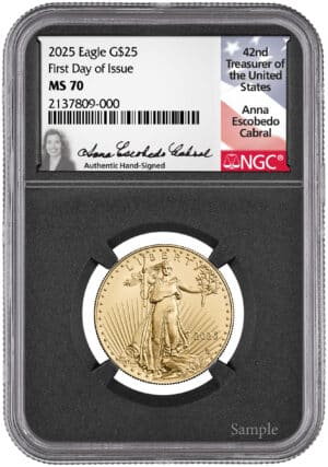 2025 $25 Gold American Eagle - Anna Cabral First Day of Issue Limited Edition