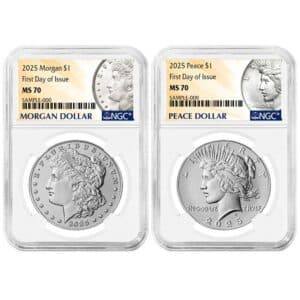 2025 Morgan and Peace Silver Dollar Set NGC MS70 | First Day Issue