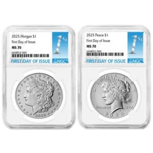 2025 Morgan and Peace Silver Dollar Set NGC MS70 | First Day Issue Label