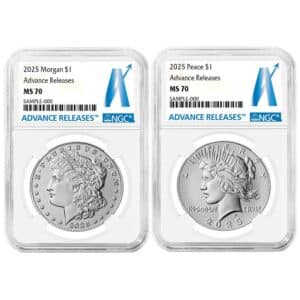 2025 Morgan and Peace Silver Dollar Set NGC MS70 | Advance Releases Label