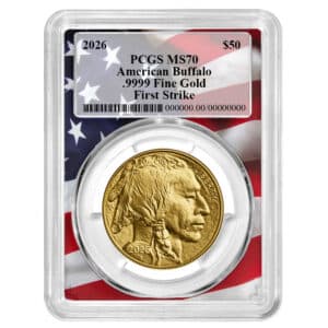 2026 1 oz Gold Buffalo MS70 PCGS Flag Frame | First Strike