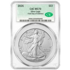 2026 American Silver Eagle CAC MS70 First Day of Delivery